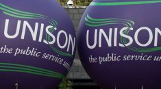 Close up of balloons with the UNISON logo
