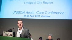 Steve Rotheram speaking to UNISON health conference