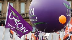UNISON balloon and flag on the 23 October Glasgow equal pay march