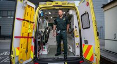 Paramedic in the back of an ambulance