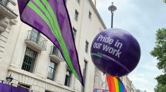 Large UNISON LGBT+ balloon at London Pride