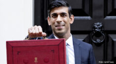 Chancellor Rishi Sunak with the red Budget box