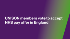 Graphic which says UNISON members vote to accept NHS pay offer in England