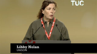 UNISON president Libby Nolan speaking at the TUC Congress 2023