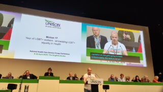 Adam Williams moving a motion on UNISON's Yea of LGBT+ workers