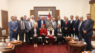Christina McAnea with the international trade union delegation to Palestine
