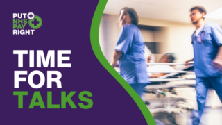 Time for Talks – Put NHS Pay Right. Emergency department staff transport a patient