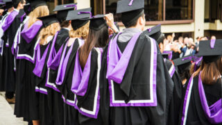 Students at a graduation ceremony
