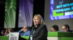 Christina McAnea, General Secretary of Unison giving the keynote speech at the Unison 2025 National Health Care Service Group Conference, Liverpool. Photo©Steve Forrest/Workers’ Photos