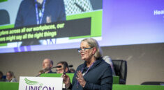 Tanya Pretswell, chair of the health service group executive speaks at conference 2025 on greening the NHS