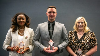 LG Champions winners (l to r) Naomi Elendu, Paul Brannan, Vic Davis