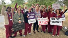 Christina joins phlebotomists on picket line