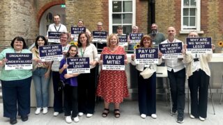 Striking cleaners meet Christina McAnea